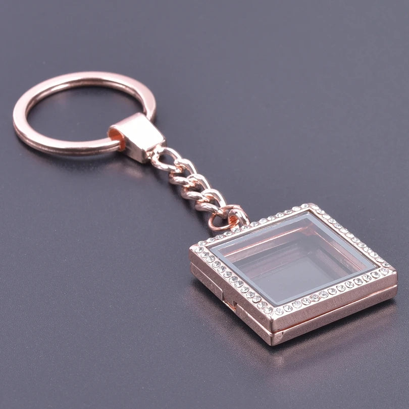 ROSE GOLD SQUARE KEYCHAIN LOCKET