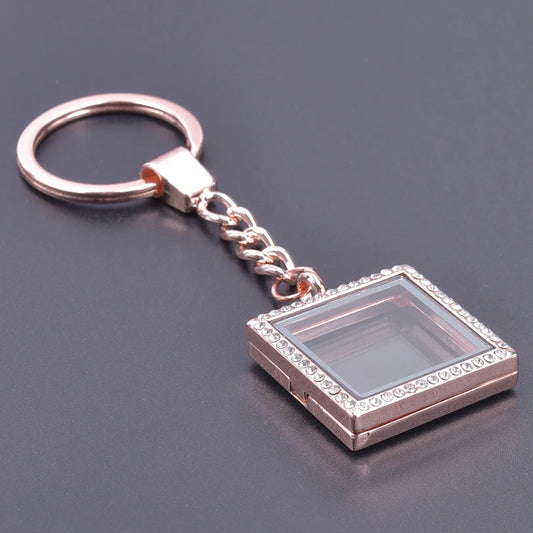 ROSE GOLD SQUARE KEYCHAIN LOCKET