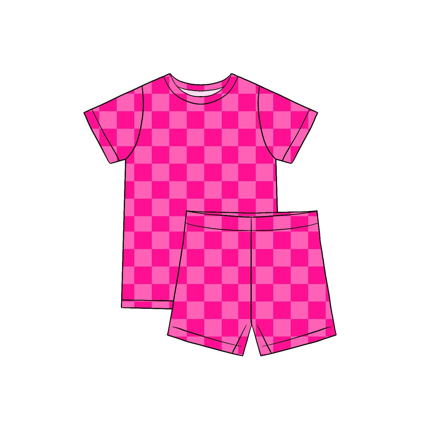 PINK CHECKS SHORT SLEEVE & SHORTS