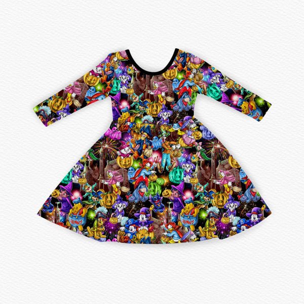 BOO CREW LONG SLEEVE TWIRL DRESS