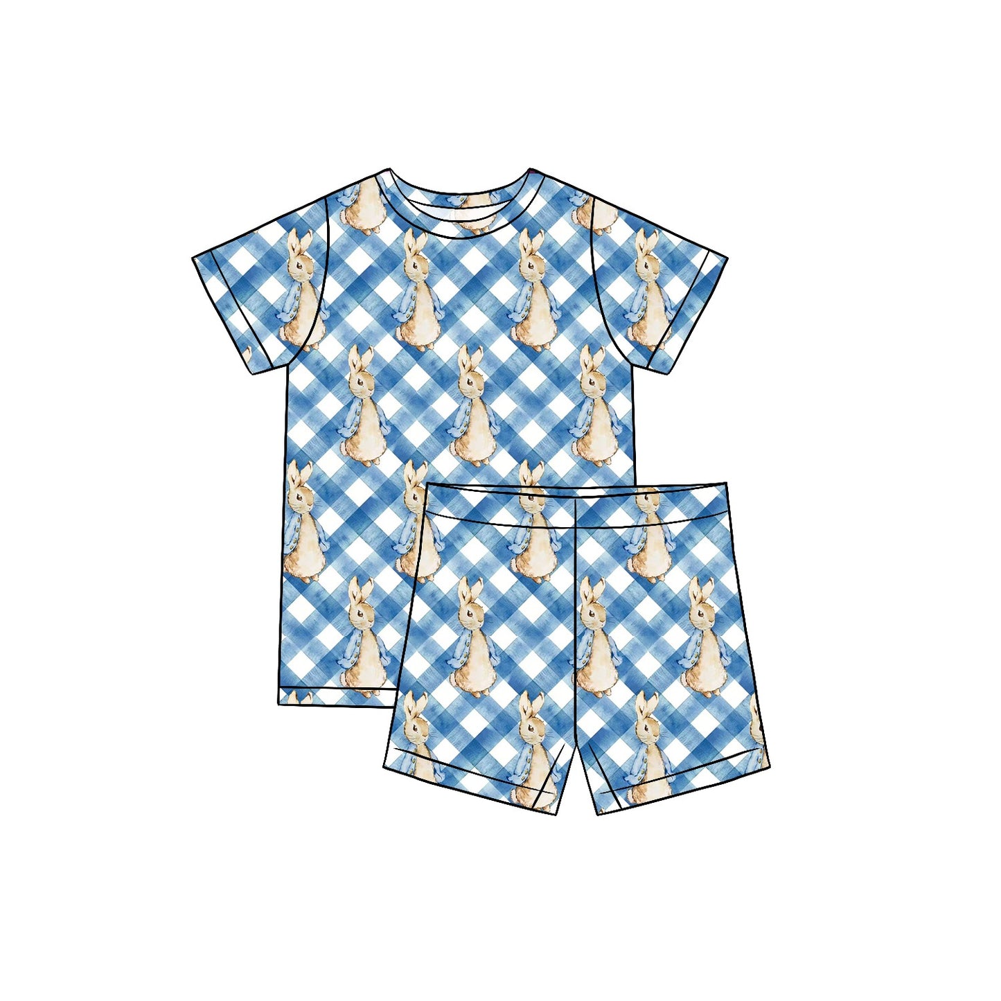 EASTER BUNNY BLUE SHORT SLEEVE & SHORTS