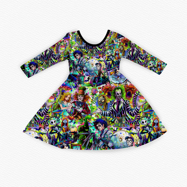 THIS IS HALLOWEEN LONG SLEEVE TWIRL DRESS