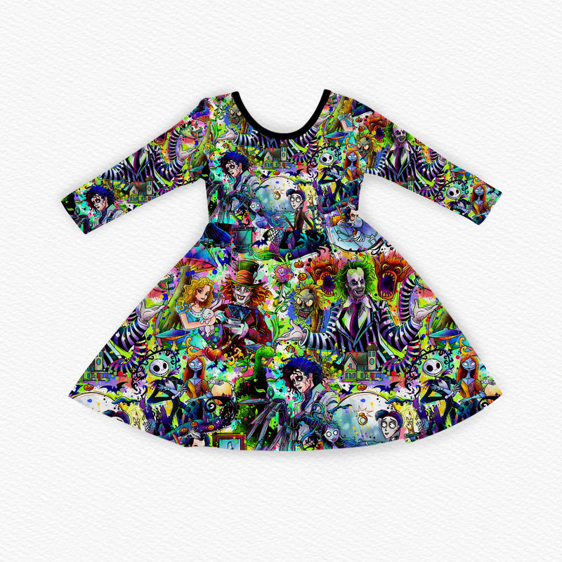 THIS IS HALLOWEEN LONG SLEEVE TWIRL DRESS