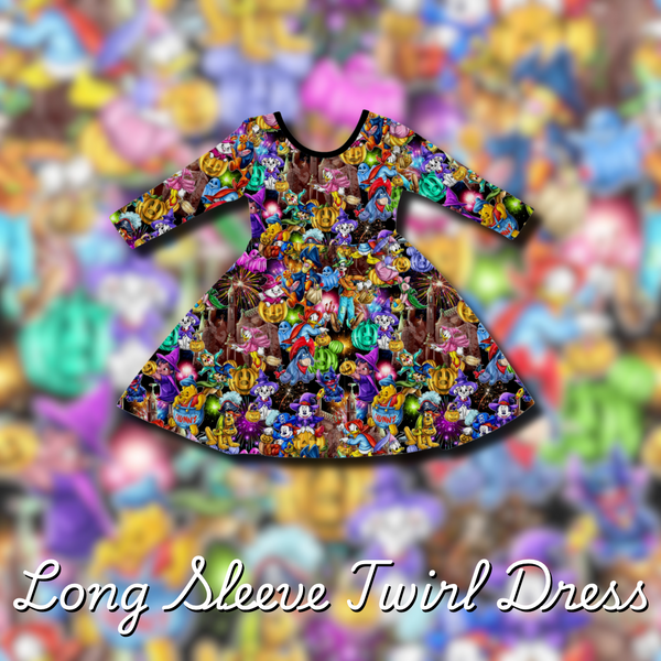 BOO CREW LONG SLEEVE TWIRL DRESS