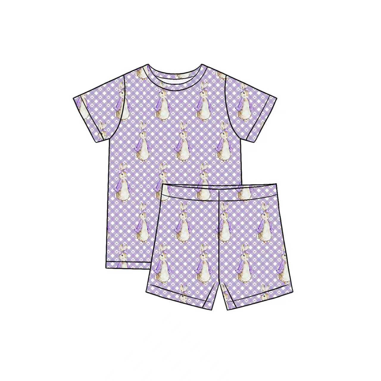 EASTER BUNNY PURPLE SHORT SLEEVE & SHORTS