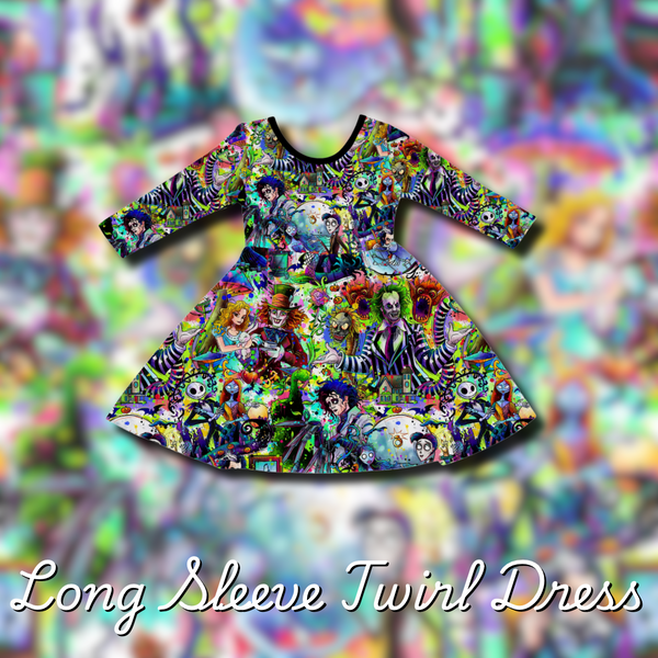 THIS IS HALLOWEEN LONG SLEEVE TWIRL DRESS