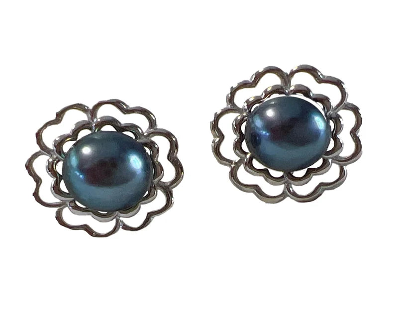 FORGET ME NOT FLOWER PEARL STUDS