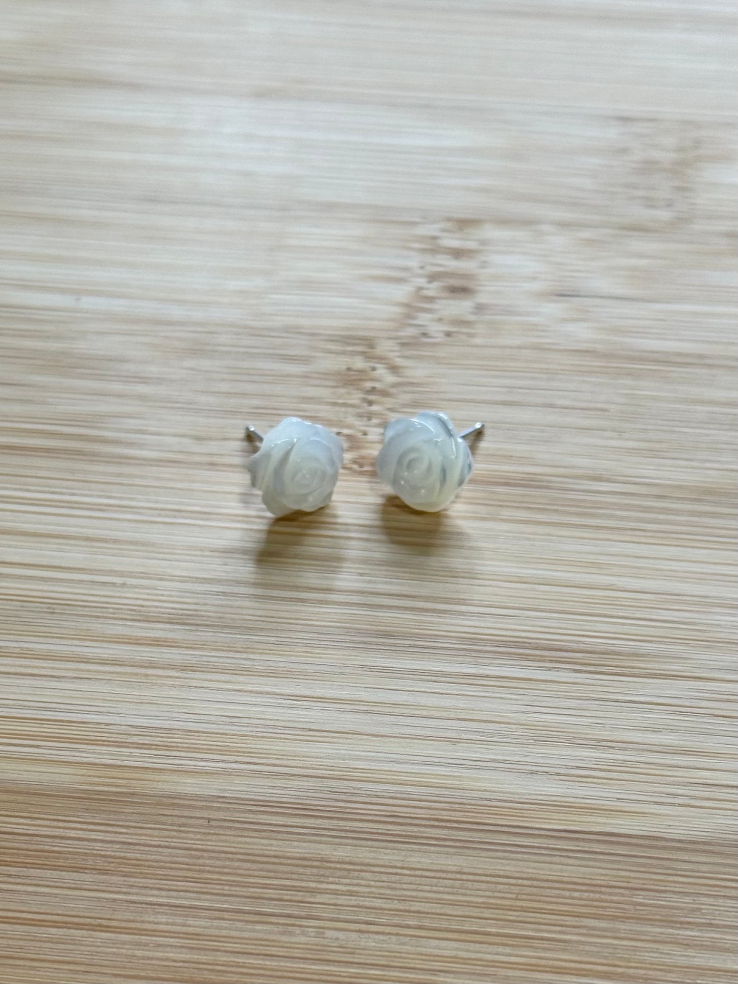 ROSE CARVED SHELL FLOWER STUDS
